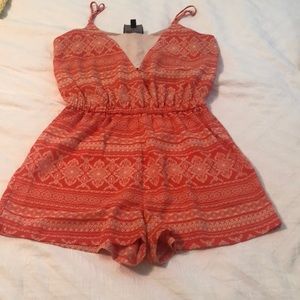 Romeo and Juliet couture coral and tan romper